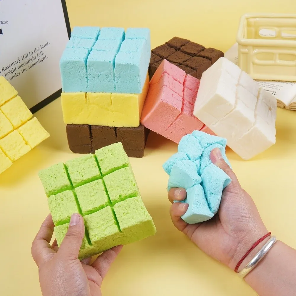 PU Slow Rebound Simulation Bread Model Sticky Bag Wet And Soft Texture Chocolate Cake Prank Nine Grid Design