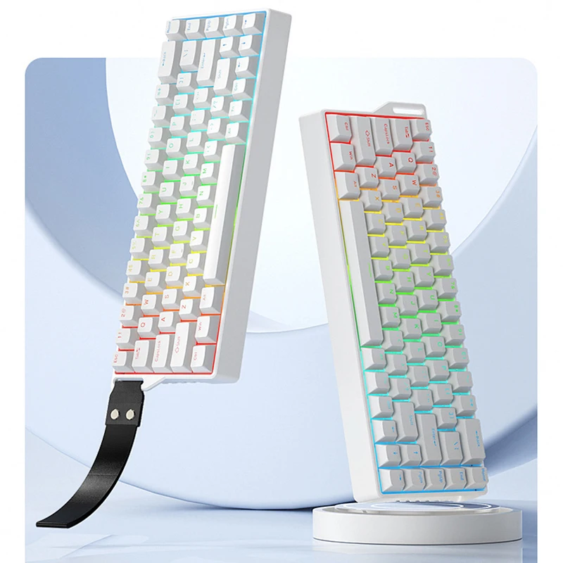 

RGB effect USB Mini Mechanical Gaming Keyboard Blue Switch 87 Keys Three Mode Wired Separated detachable cable for Mac Windows