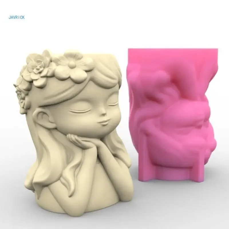 فتاة مع قالب زارع الجناح ، حامل القلم ، حاوية تصنعها بنفسك ، وعاء عصاري #4