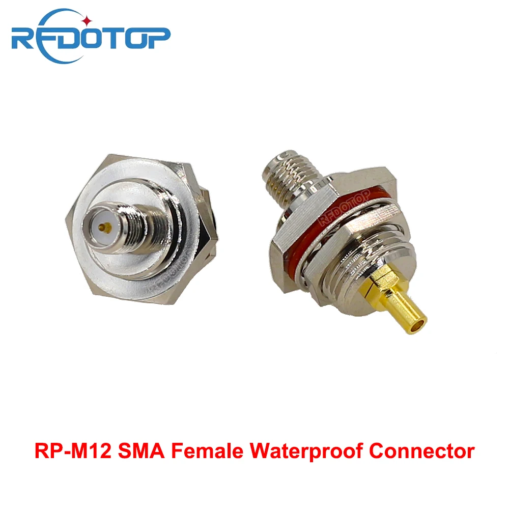 

10PCS/lot Waterproof Nut Bulkhead RP-M12 SMA Female Jack Connector Crimp RG174/RG316/LMR100 Coaxial Cable High Quality