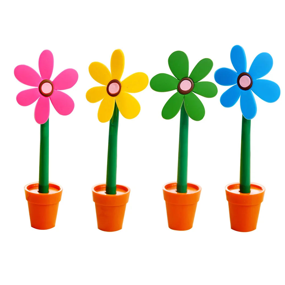 

4 Pcs Flower Pot Shape Pen Novelty Stationery Pens Creative Ballpoint Writing Sun