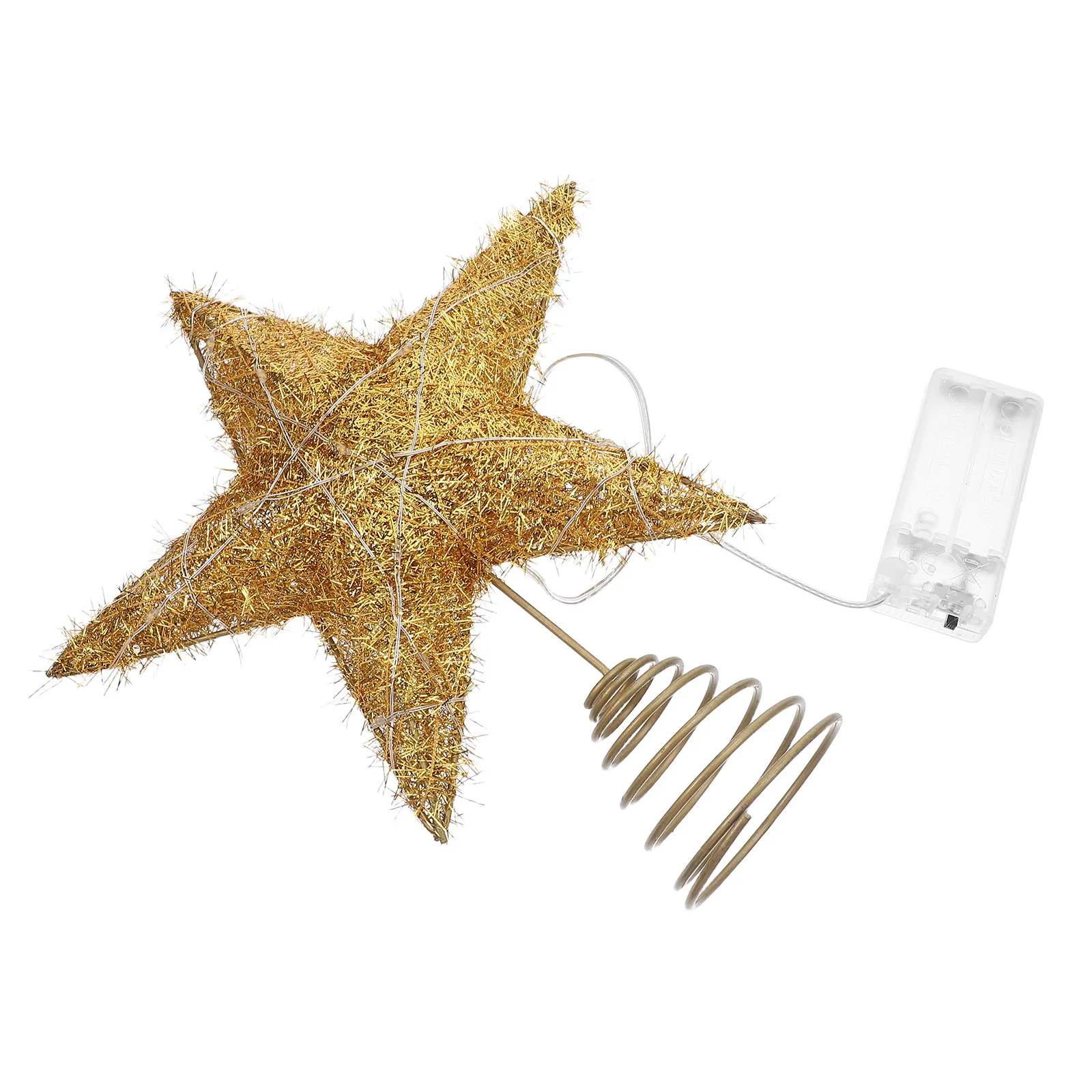 

Christmas Tree Star Topper Golden 20 Warm LED Lights Spring Base Holiday Party Decoration Glitter Star Tree Finial