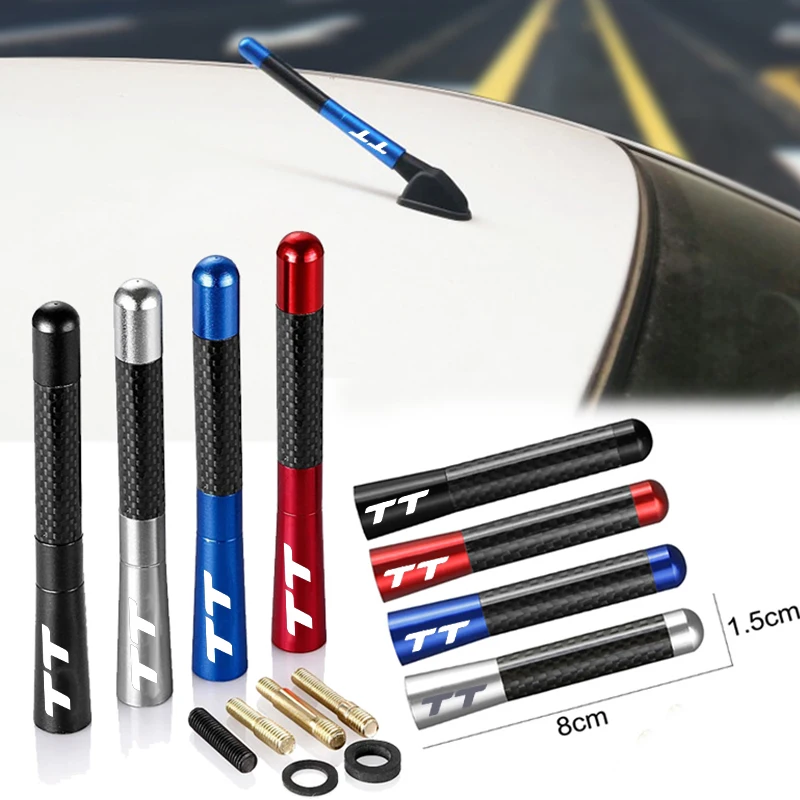 Car Roof Antenna Carbon Fiber 8/12cm for Audi TT Badge Radio Aerial FM/AM Metal Receiving Antennas Short Stubby Mast Antenna