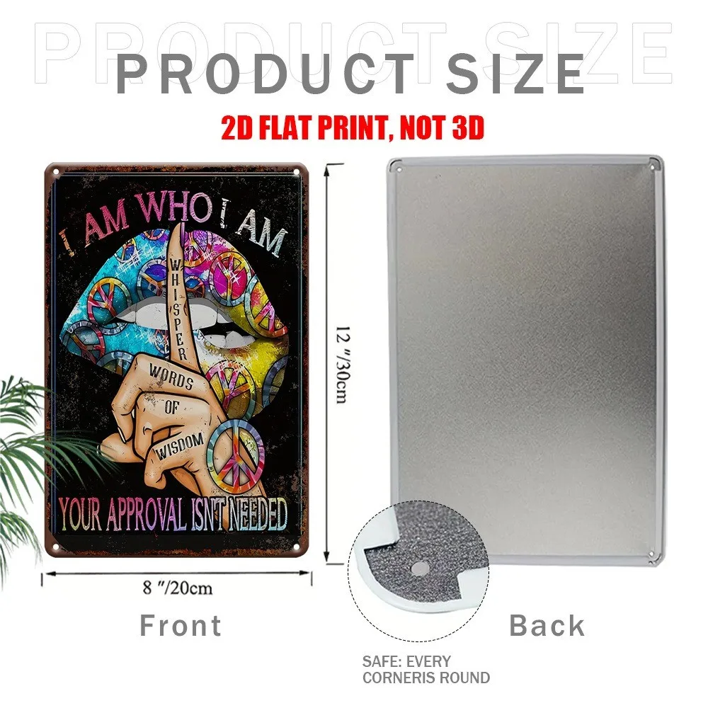I Am Who I Am Whisper Word of Wisdom Vintage Tin Sign Hippie Wall Art Peace Sign Metal Sign