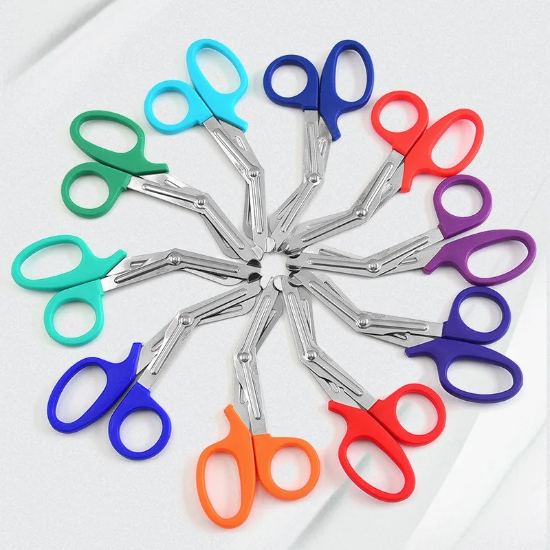 Medical Rescue Scissors Plastic Handle Stainless Steel Wound Gauze First Aid Scissors Practical Outdoor Nurse Scissor Hand Tool