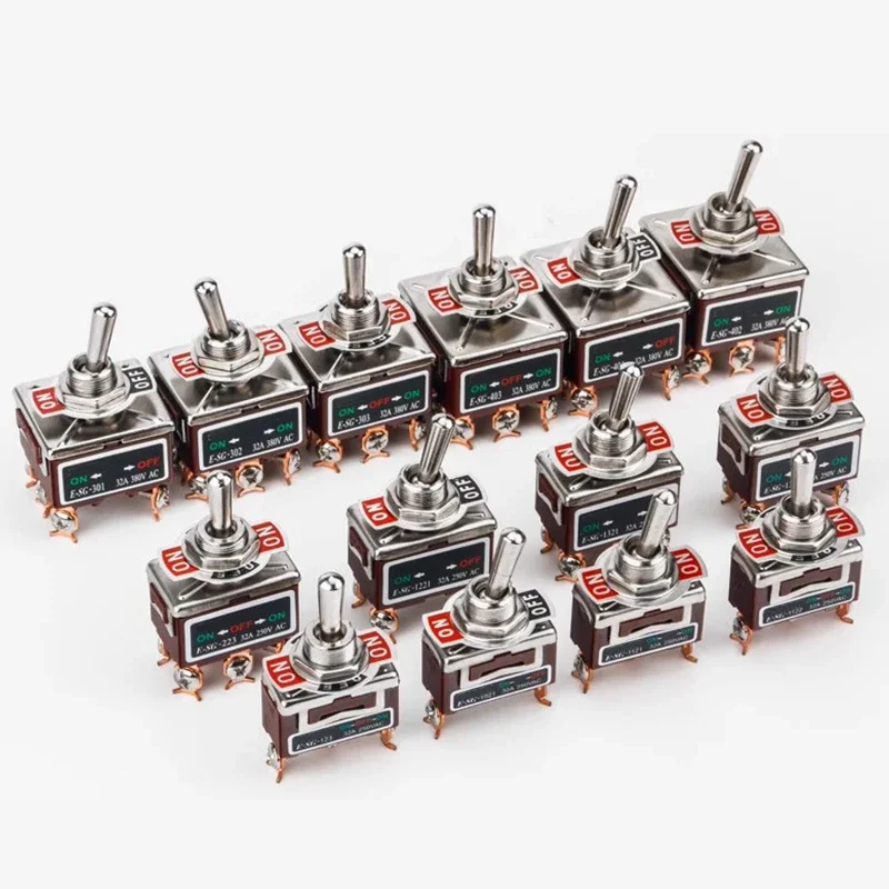 Self-Lock Rocker Switch Toggle Switch Brass Screw 32A 250VAC E-SG High Current Power Button Switch