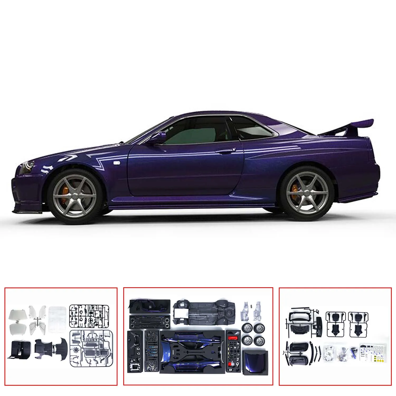 

In Stock 1/8 RC Racing Car 2 Speed Transmission Model for GTR R34 Controlled Drifting KIT W/O Electrical Part Vehicle ToyTH22097