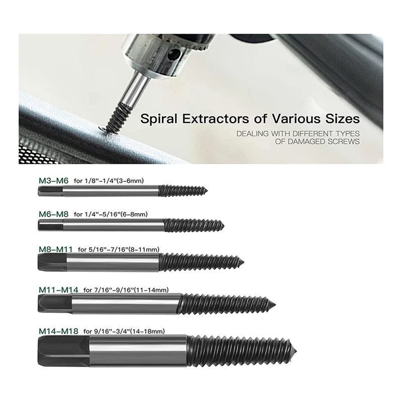 New 11Pcs Screw Extractor For Removing Damaged,Drills For Removing Broken Screws Or Fasteners,Furniture And Renovation Tools