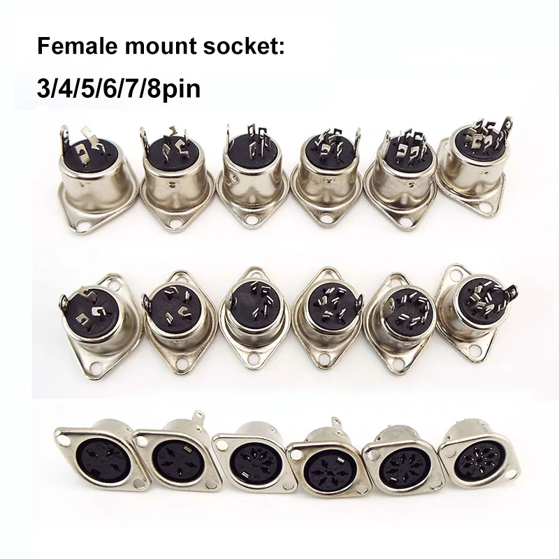 Computer Keyboard Plug 3P 4P 5P 6P 7P 8P DIN S Terminal Connector Female Socket Mount adapter SOLDER MIDI cable connector k5