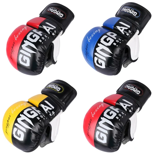 Guantes de boxeo profesionales MMA de medio dedo, guantes de entrenamiento de artes marciales mixtas de lucha libre Sanda engrosados