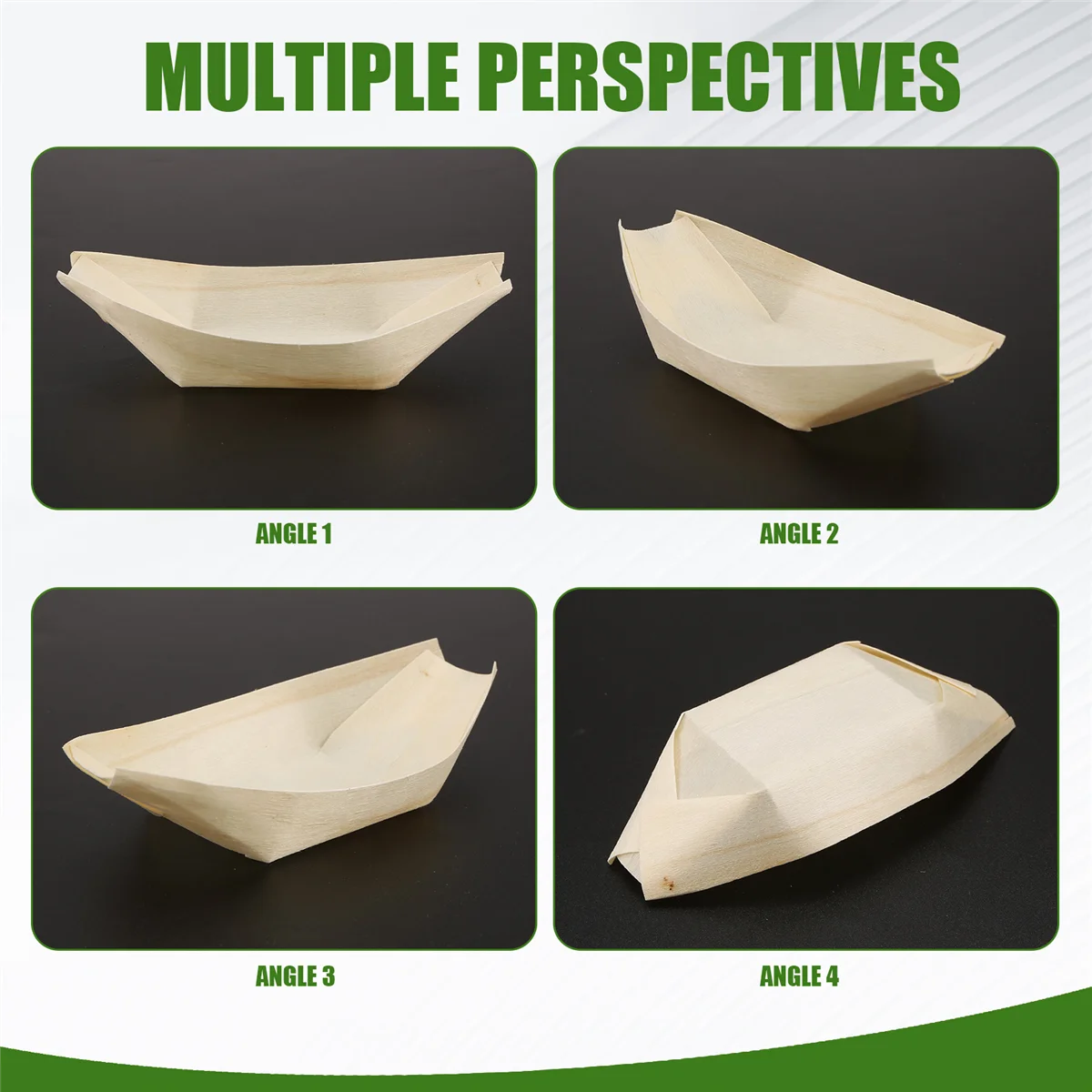 

A94U 50 мисок для еды на палец, биоразлагаемая древесина "лодочка" 11 см х 6,5 см