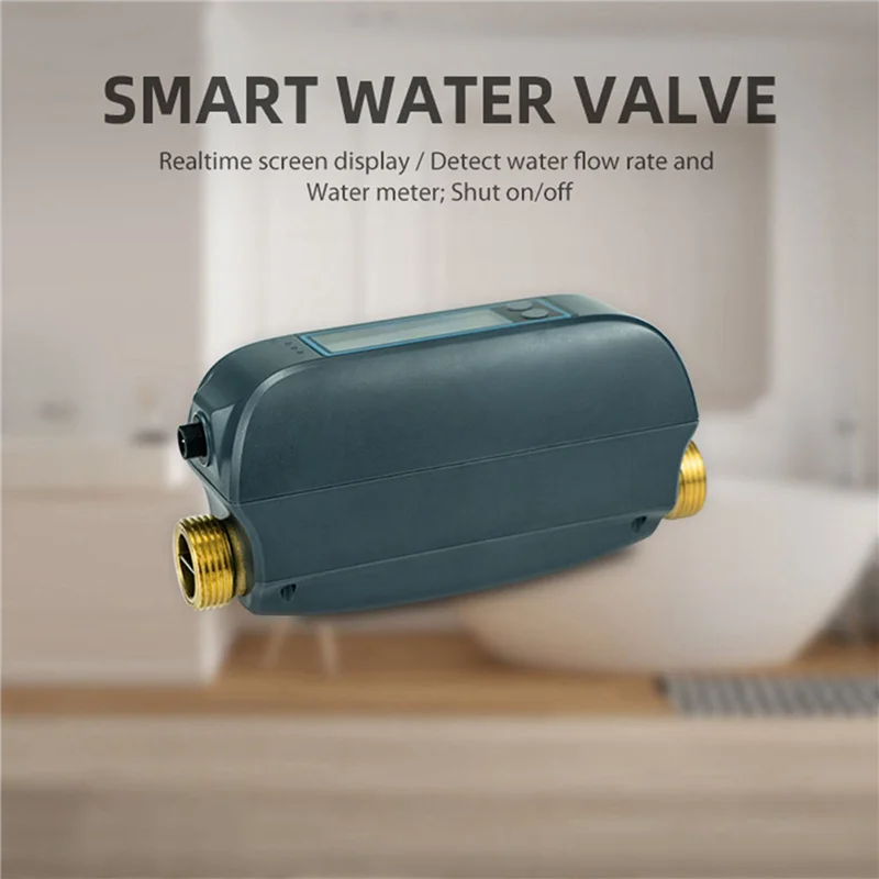 N82R 2X Tuya Wifi Smart Water Valve Water Flow Rate And Water Meter Shut On/Off Remote Control Real Time Display EU Plug
