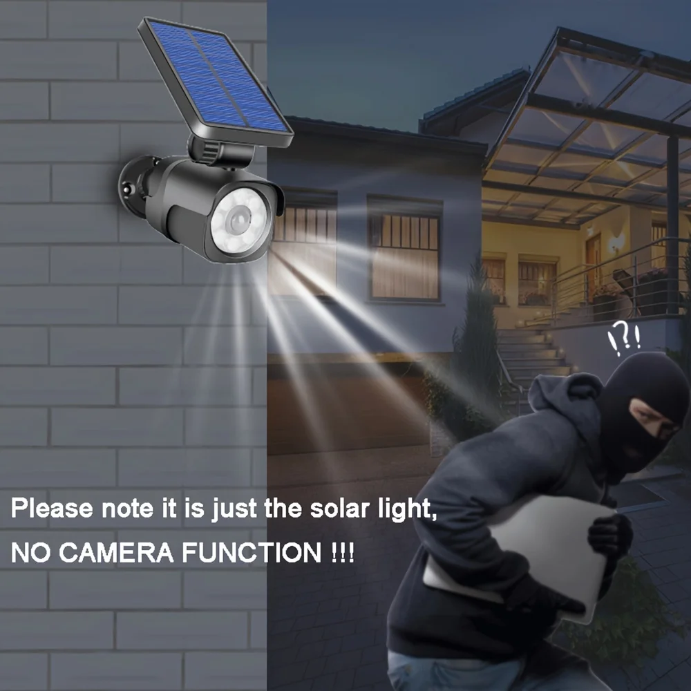 Waterproof Rotatable Solar Wall Lights Security Dummy Camera Wireless Monitor LED Remote Control Garden Garage Lamp