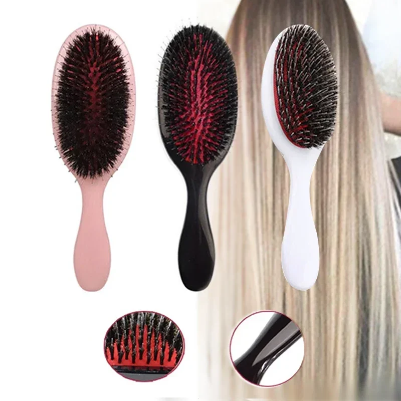 1PC Owalny grzebień z włosia dzika i nylonu Mini antystatyczny grzebień do masażu skóry głowy Szczotka do włosów Salon pielęgnacji włosów Narzędzie do stylizacji