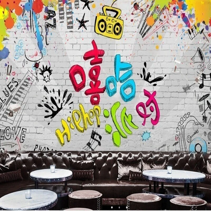 MU8989 Custom Mural Wallpaper Hip-hop street dance cool TV sofa bedroom workwear background wall