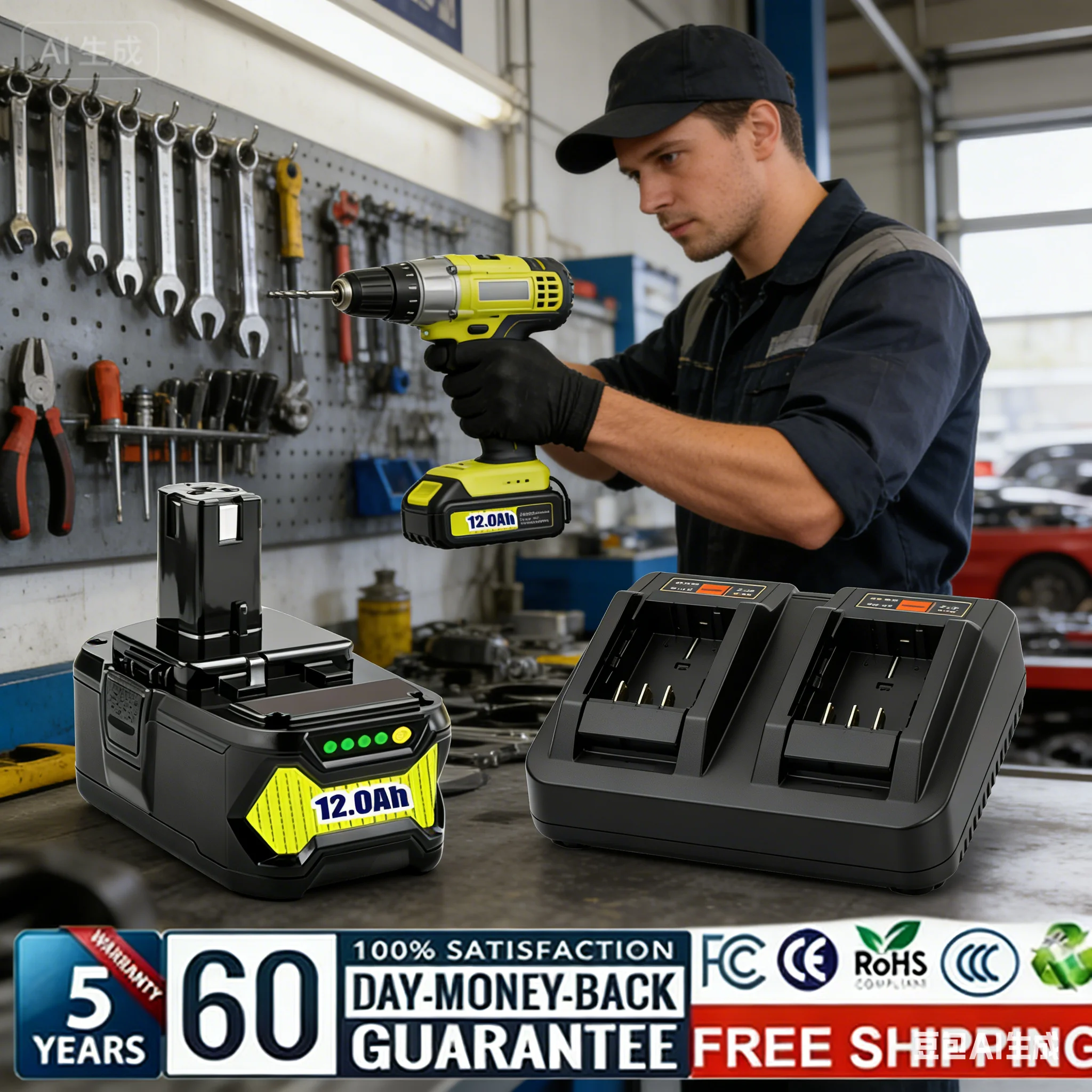 

Сменный аккумулятор 18В 12Ач для Ryobi RB18L50 RB18L40 RB18L25 RB18L15 RB18L13 P108 P107 P122 P104 P105 P102 P103