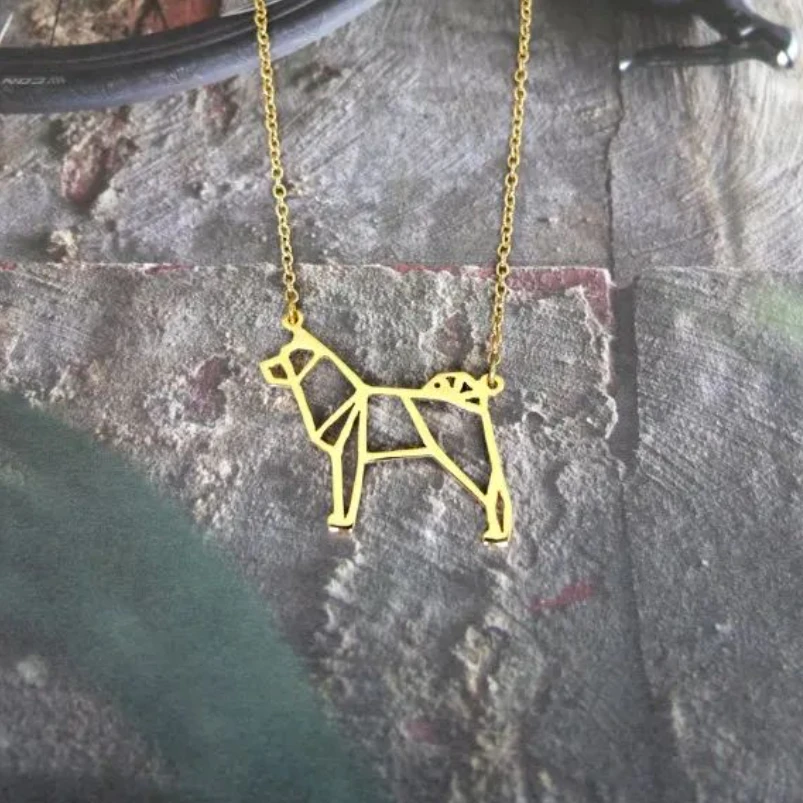 New Origami Japanese Akita Dog Necklace