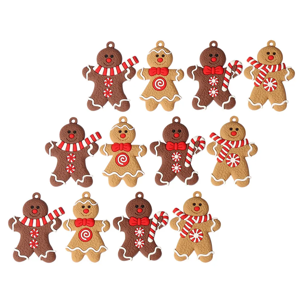 

12pcs Pvc Christmas Gingerbread Man Hanging Decorations For Tree Party Home Festival Xmas Pendants Tree Accessories Hanging