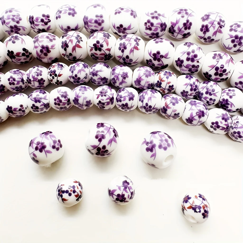 

20pcs Round Millefiore Ceramic Beads Flower Bead 8 10 12mm Big Hole Porcelain Loose Bead Diy Earring Jewelry Findings Handmade