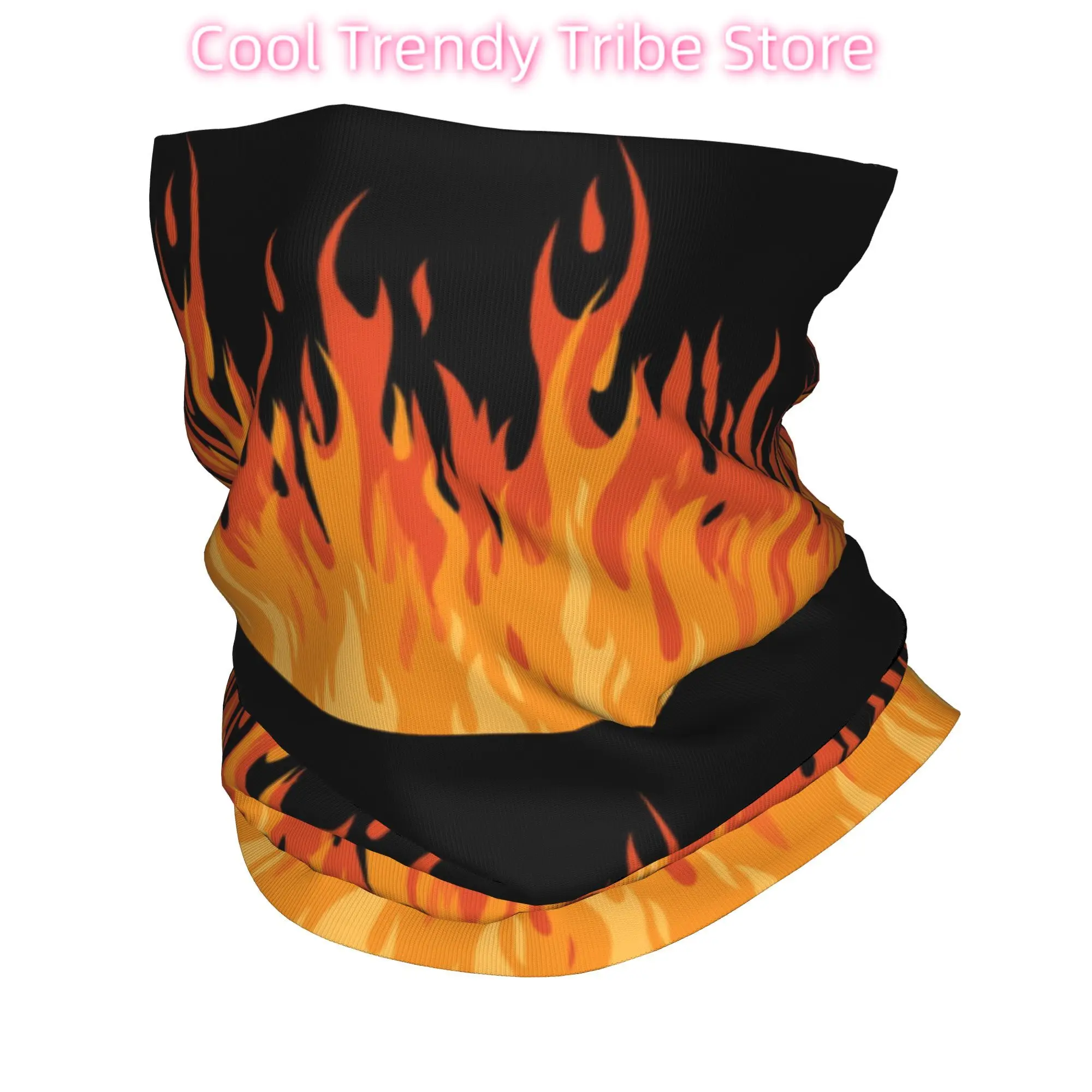 

Бандана на заказ с большим огненным оранжевым пламенем, гетры для пеших прогулок, велоспорта, женщин и мужчин, шарф с запахом, винтажная повязка на голову с горящим пламенем, теплая повязка на голову