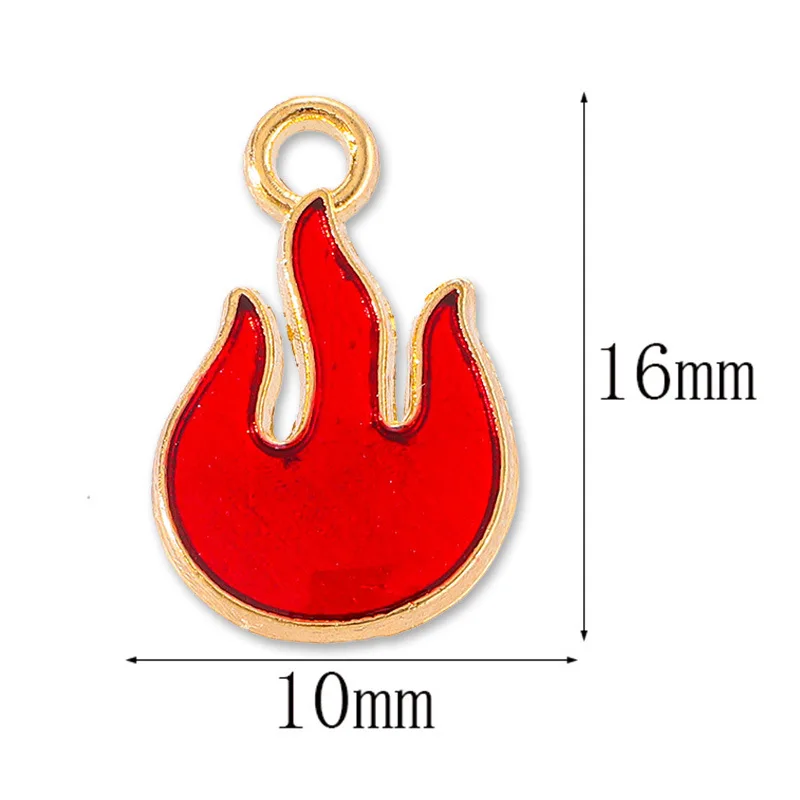 20 pcs/lot Fashion Gold Flame Alloy Enamel Pendant Accessories Charms for Women, Earrings/Necklace Handmade DIY Jewelry