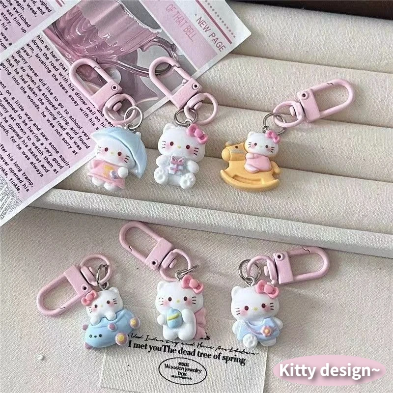 Llavero Rosa de Hello Kitty, Lindo Colgante de Dibujos Animados para Bolsos de Niñas, Accesorio para Parejas y Mejores Amigas, Regalo para AirPods Pro 3