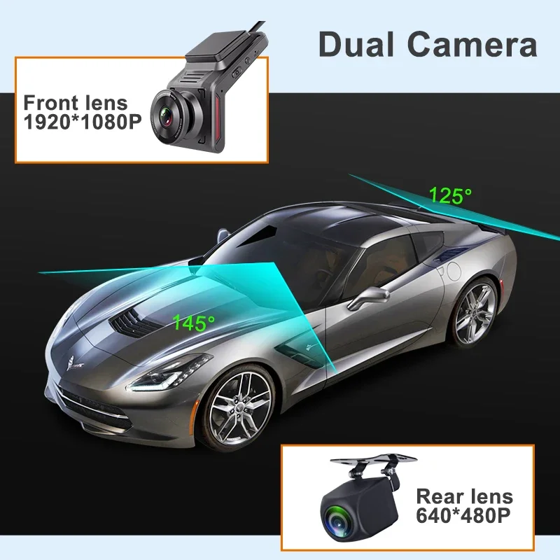 4G Mini Dual Dash Cam FHD 1080P WiFi GPS Tracker Live Remote Monitor Loop Video Recording 24H Parking Guard Night Vision