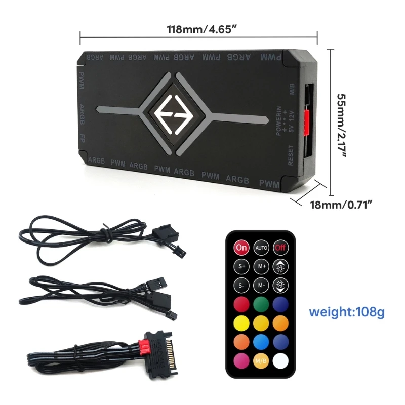 K1AA ARGB пульт дистанционного управления 8-полосный разветвитель 4-контактный ШИМ-концентратор охлаждающего вентилятора для