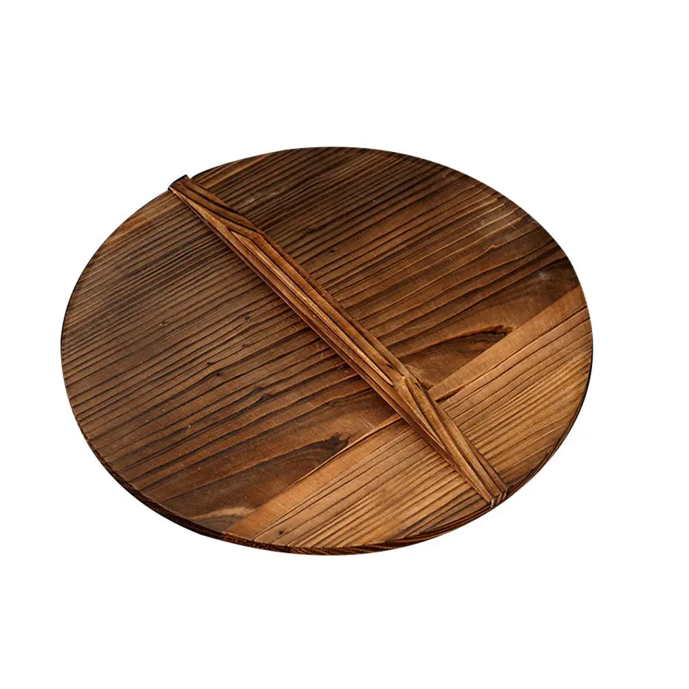 

1Pcs Anti Oil Splashing Cover Wooden Pot Lid High-Class Fir Material Smooth Surface Waterproof Rugged Tenon Joint Kitchen Gadget