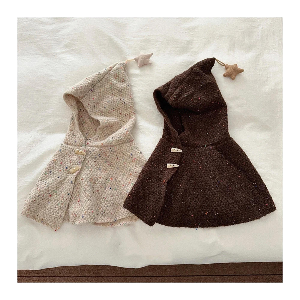 MILANCEL جديد الشتاء الاطفال عباءة 2-6T بلون طفل الفتيات رشاقته كيب موضة فضفاضة ستار الأطفال الدافئة مقنعين سترة #4