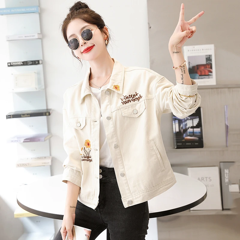 

High-End European Sle Casual ort Denim Jaet for Women Ele Chic Wind Ladies Small Size Top Guangzhou Thirteenth Fac