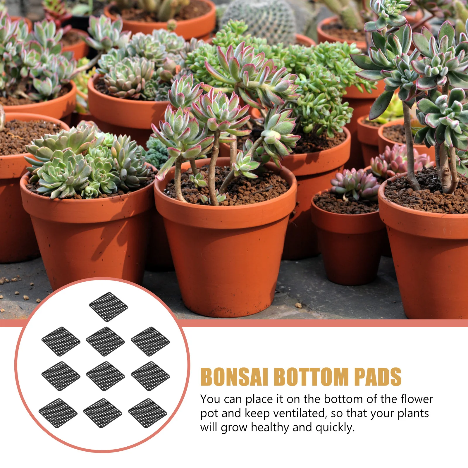 

30Pcs Bonsai Pad Flower Pot Cushion Plastic Mesh Drainage Mat Planter Base Net Soil Retention Pot Bottom Filter