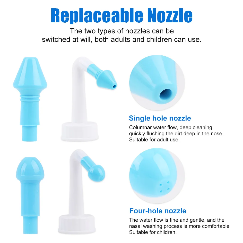 300/ 500ML Nose Wash System Sinus Allergies Relief Nasal Pressure Rinse Neti Pot Nose Trimmer Adults Children Nasal Wash Cleaner