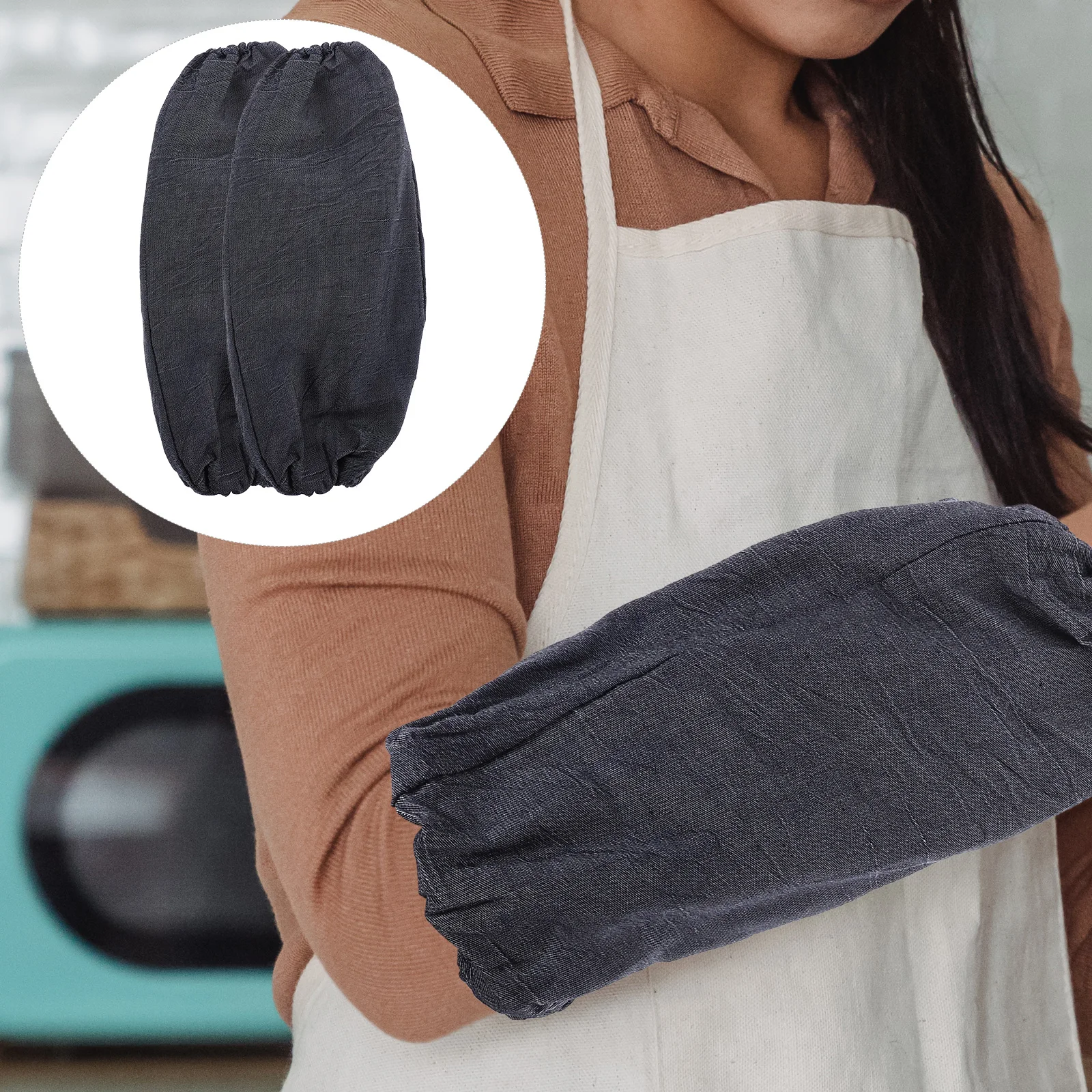 

5 Pairs Arm Sleeves Durable Wear Resistant Labor Protective Working Navy Blue Long Thin Elastic Cuff For Welding Carpentry