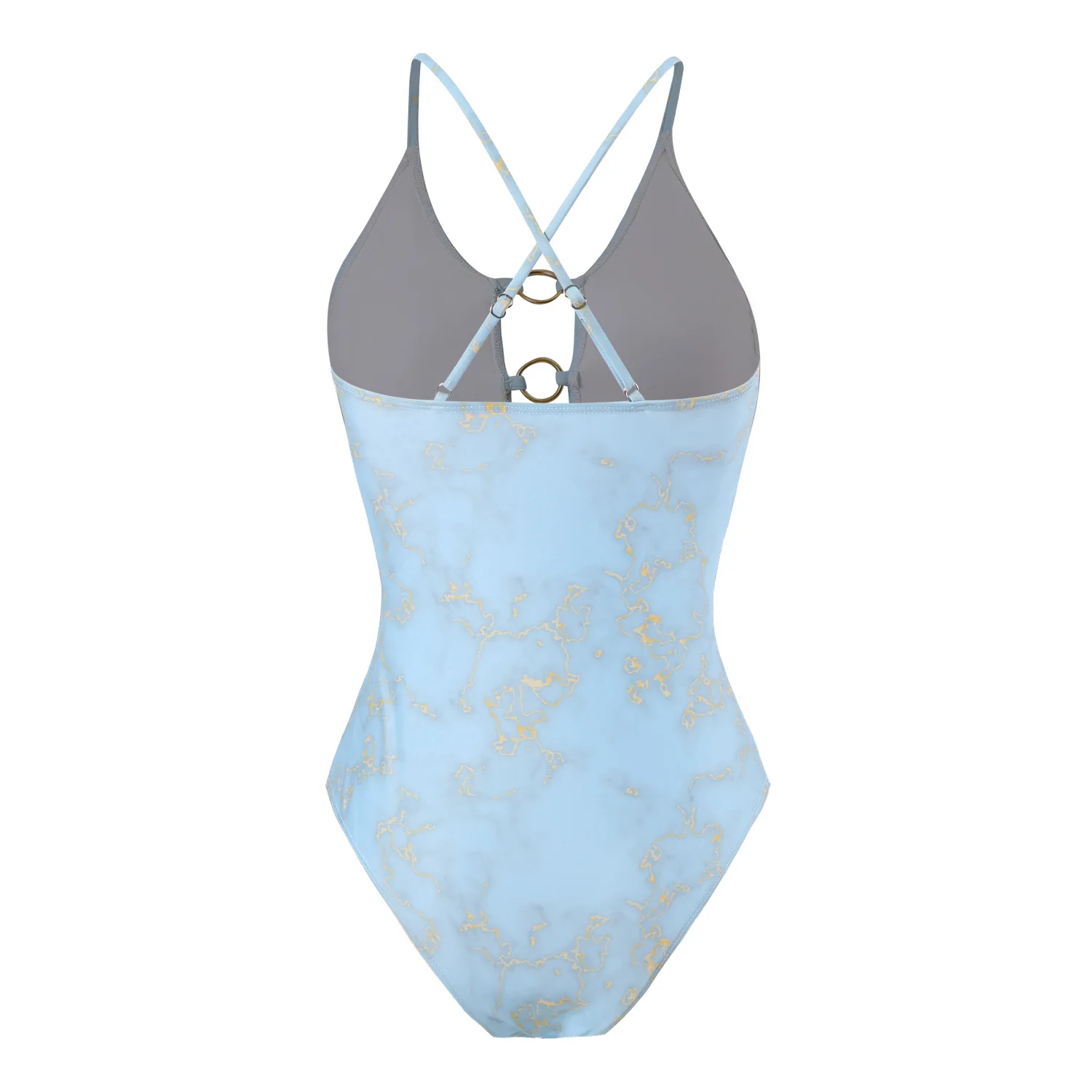 Maillot de bain une pièce Sexy pour femmes, imprimé marbre, anneau doré, contrôle du ventre, Push Up, pour la plage, les vacances, 2025