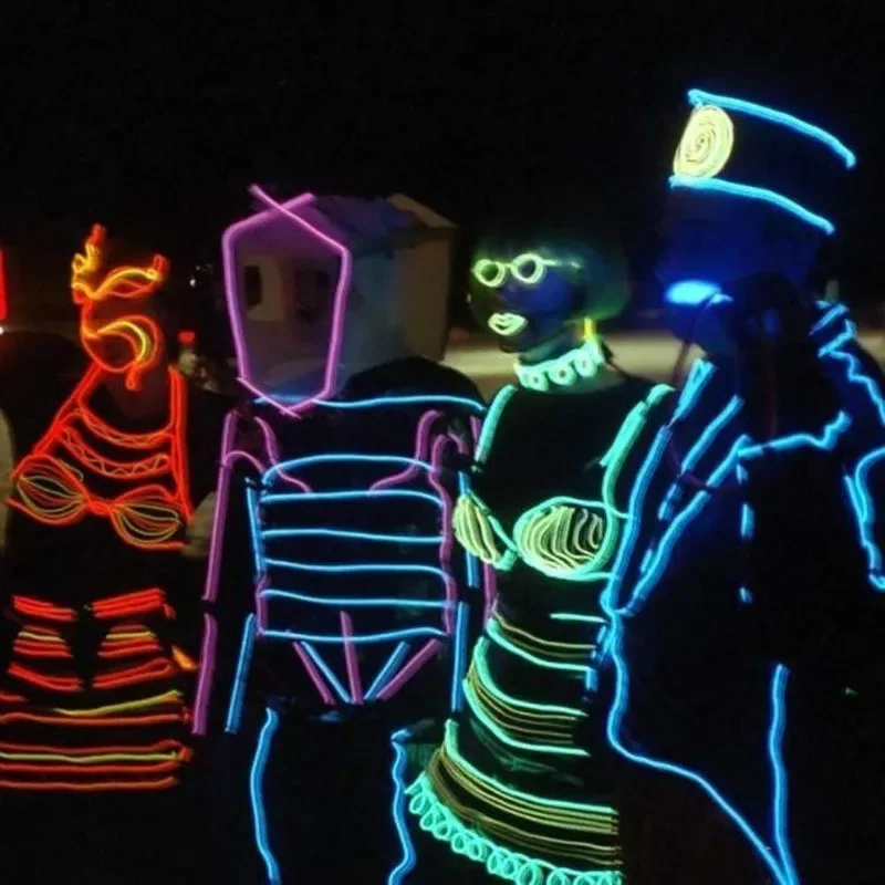 1/3 متر 9ft EL سلك النيون متوهجة Strobing الكهربائية ضوء El سلك بطارية حزمة للحفلات لوازم الديكور هالوين