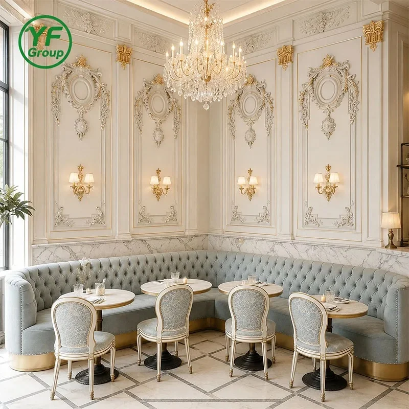 Modern Luxury Comfortable Velvet Restaurant Furniture Booth Seating Tufted Button Back Banquette for Hotel bar Cafe