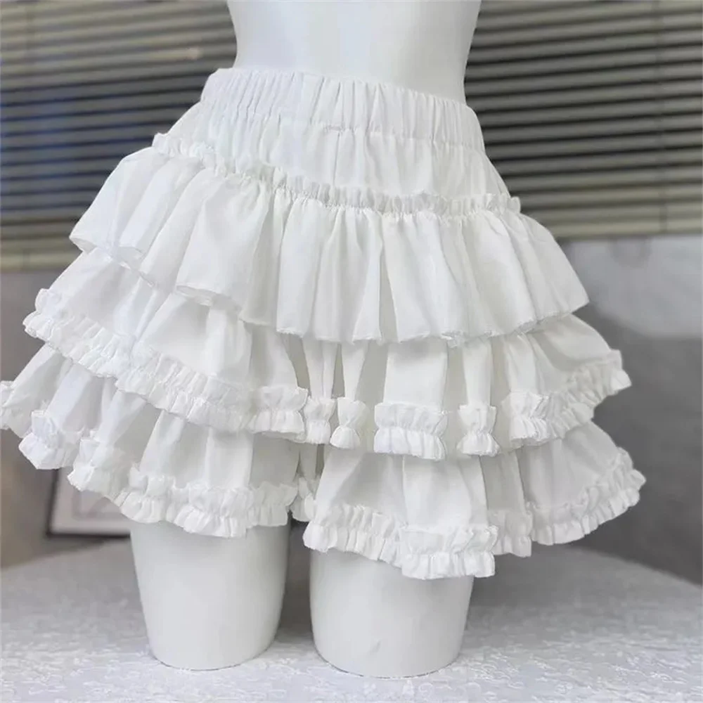 French Sweet Kawaii Lolita Princess Vintage Fluffy Skirt Women Cute Ruffle Party  Lace Cake Tutu Mini Skirt Y2k Faldas Mujer
