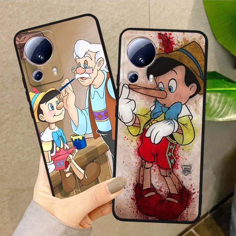 Disney Pinocchio Cover For Xiaomi Mi 14 13 12X 12 11 11T 11i 10T 10 Pro Lite Ultra 5G Black Phone Case