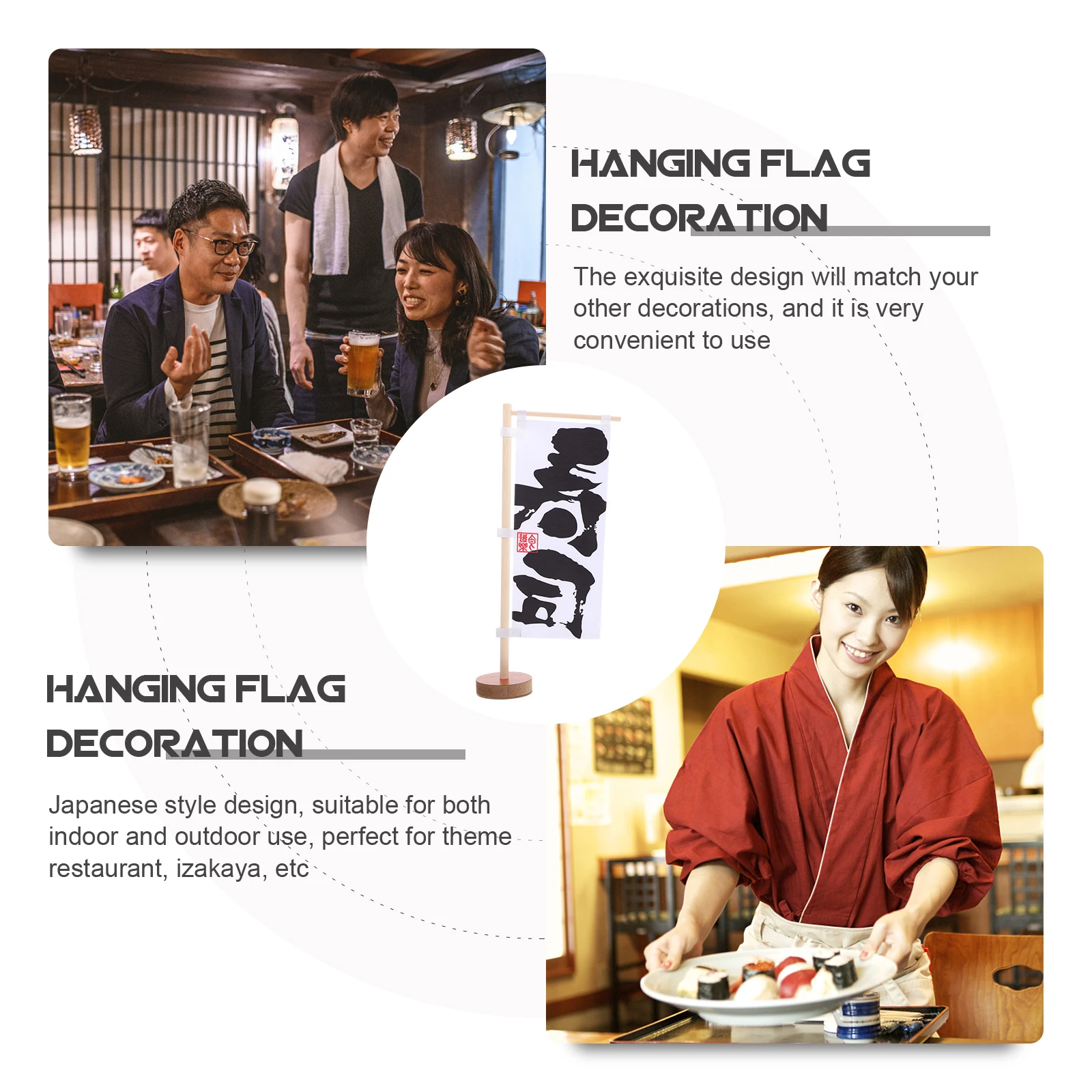 

Japanese Restaurant Table Centerpieces For Party Waterproof Mini Flags Banner Display Wood Izakaya Shop Party Centerpieces