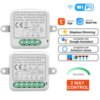 Tuya ZigBee Wifi Dimmer Switch Module 10A Smart Home DIY Breaker 1 2 Gang Supports 2 Way Control Works with Alexa Google Home