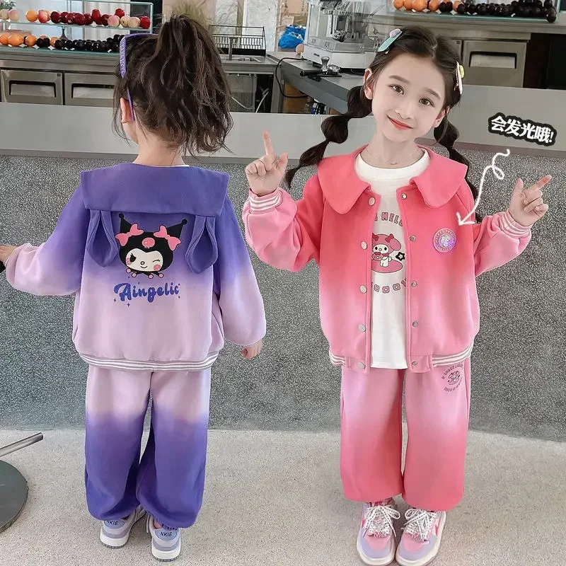 

Kawaii Sanrio My Melody Anime Fashion Long Sleeve Jacket Pants Clothing Spring Cute Kuromi Ins Children Leisure Coat Gifts Kids