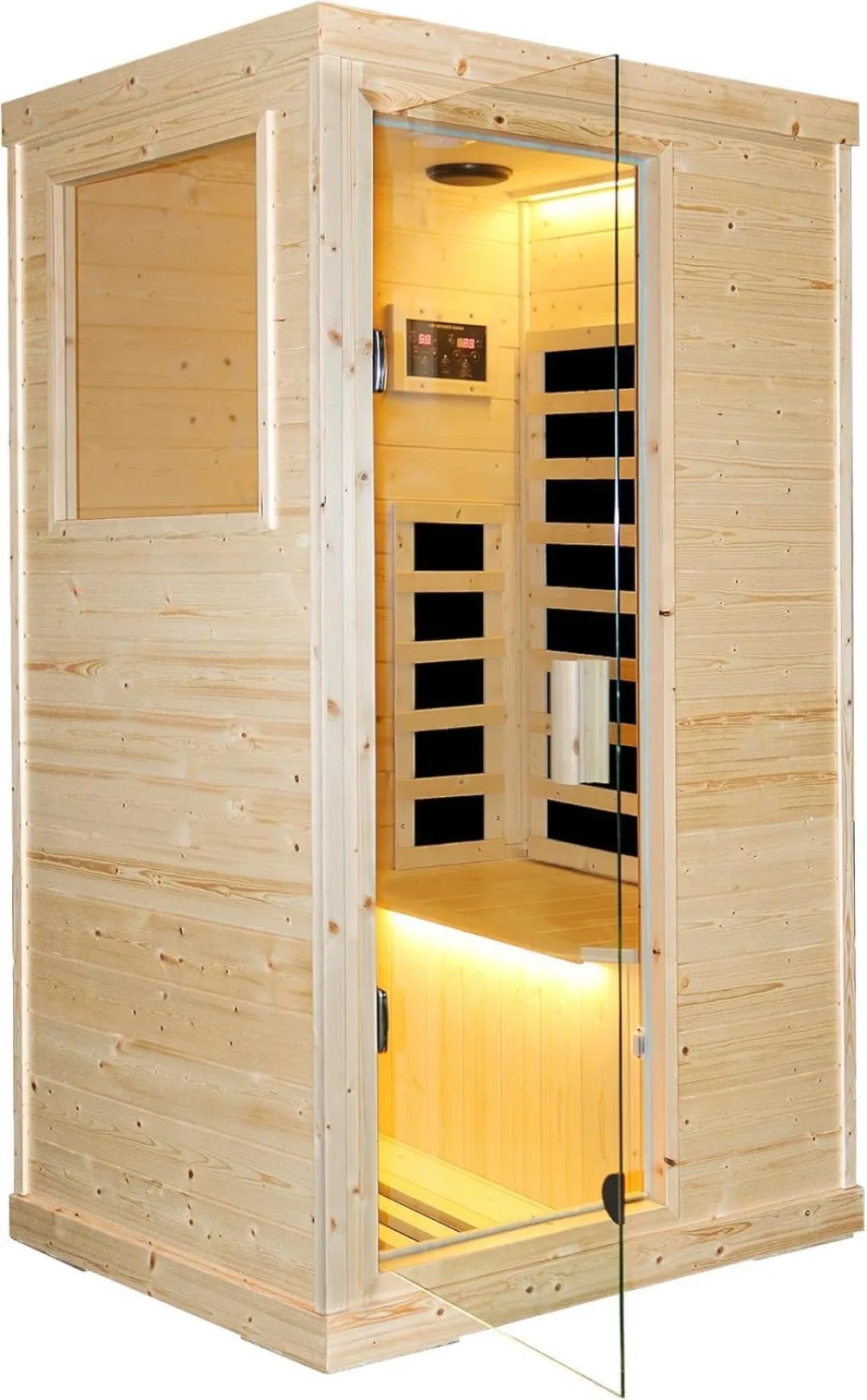 Far Infrared Sauna for Home,900W Dry Sauna for Home Low Magnetic Field 5 Heating Plate,Spruce Wood Red light Sauna Room