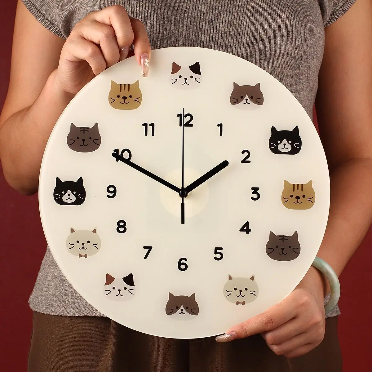 2025 Cute Cat Wall Clock - Silent Non-Ticking Nursery Decor for Kids Room &Living Room Whimsical Cartoon Design&Battery Operated