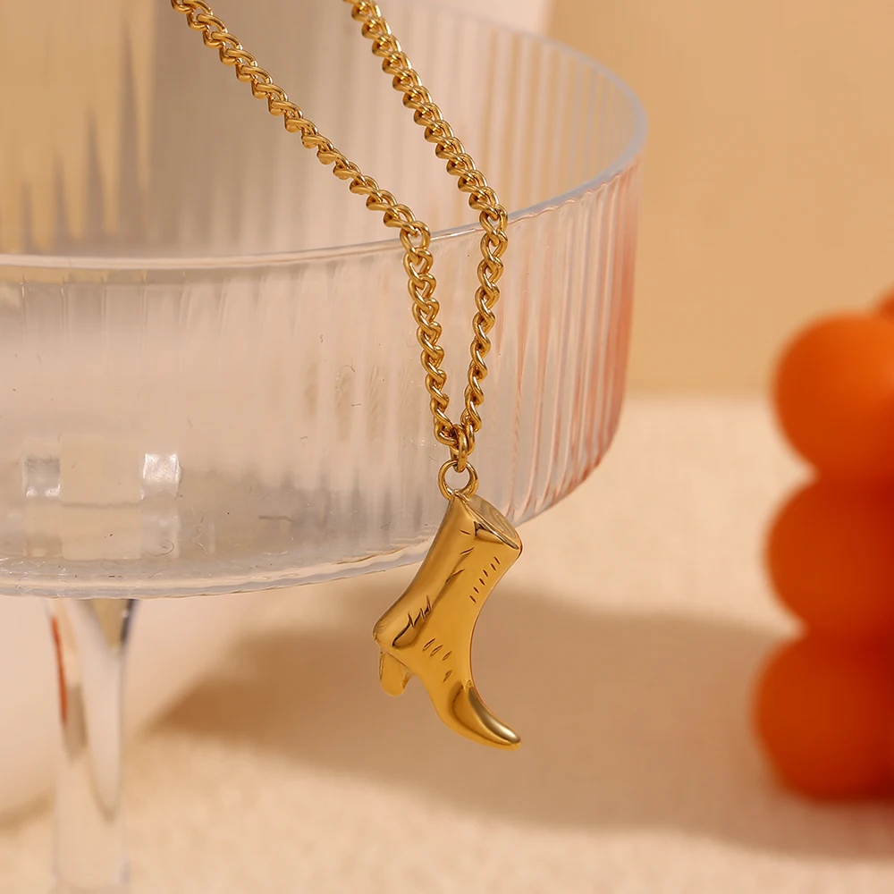 E.B.belle Cowboy Boots Pendant Necklace Waterproof 316L Stainless Steel Jewelry 18K Gold Plated Decoration image 5