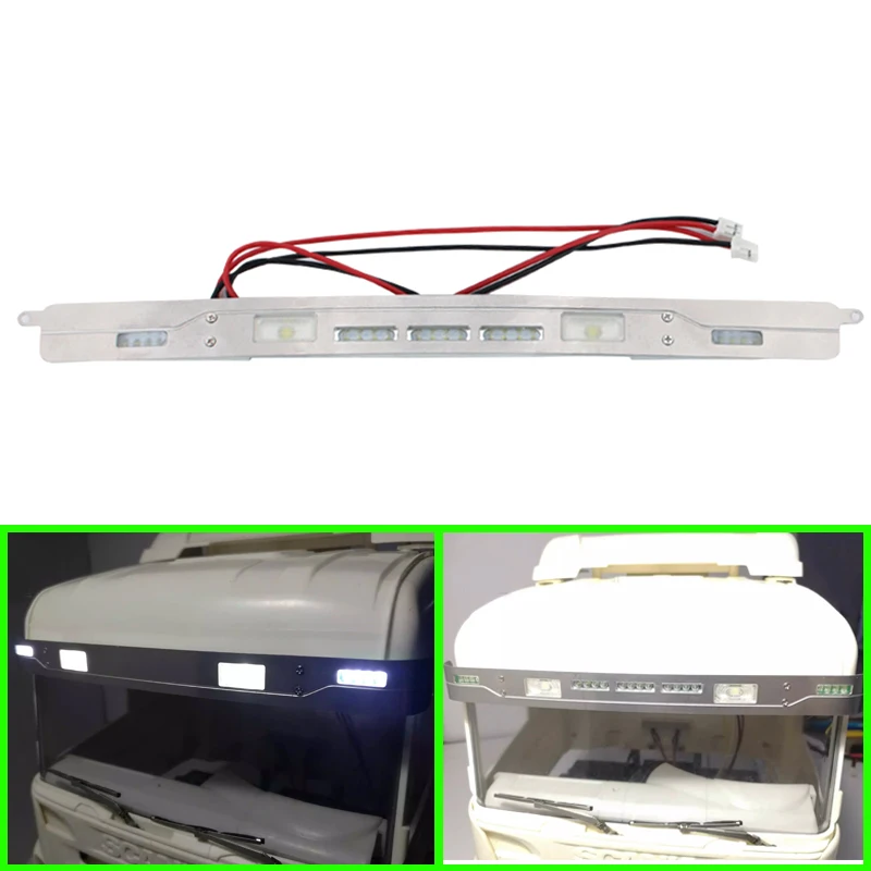 

LED Simulation Metal Forward Sun Visor Lamp for 1/14 Tamiya RC Truck Car Scania R620 56323 R730 R470 Diy Parts Toys