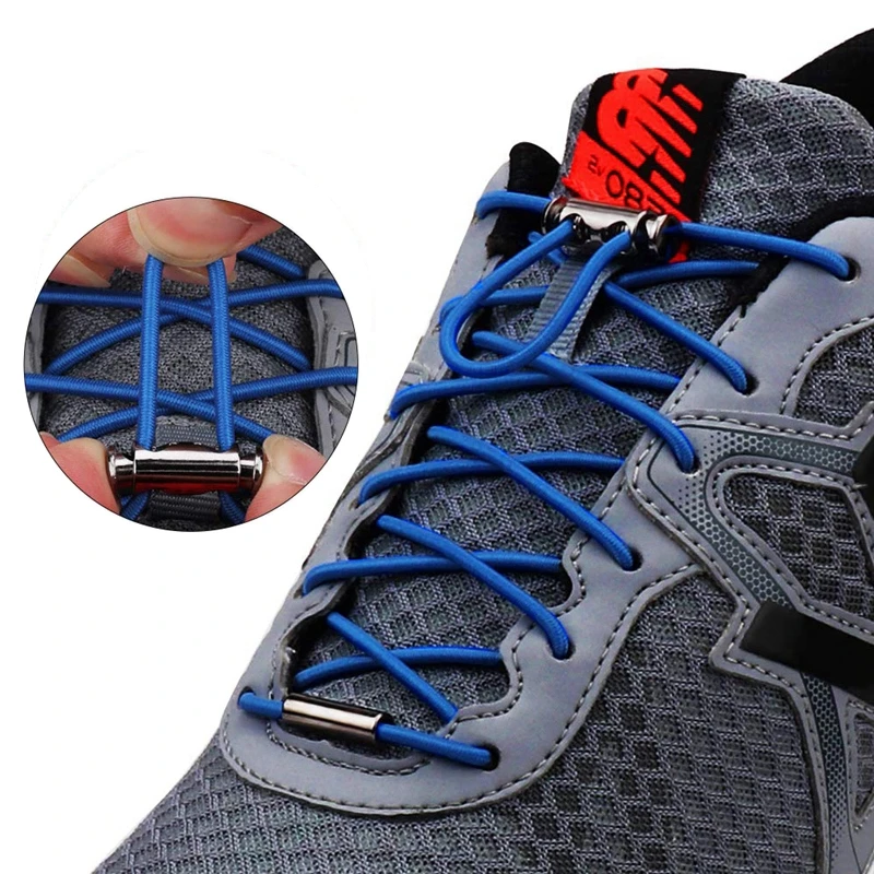 

1 Pair Elastic Shoe Laces Round Metal Spring Buckle Lock No Tie Shoelaces Suitable For All Shoes Unisex Lazy Shoes Lace