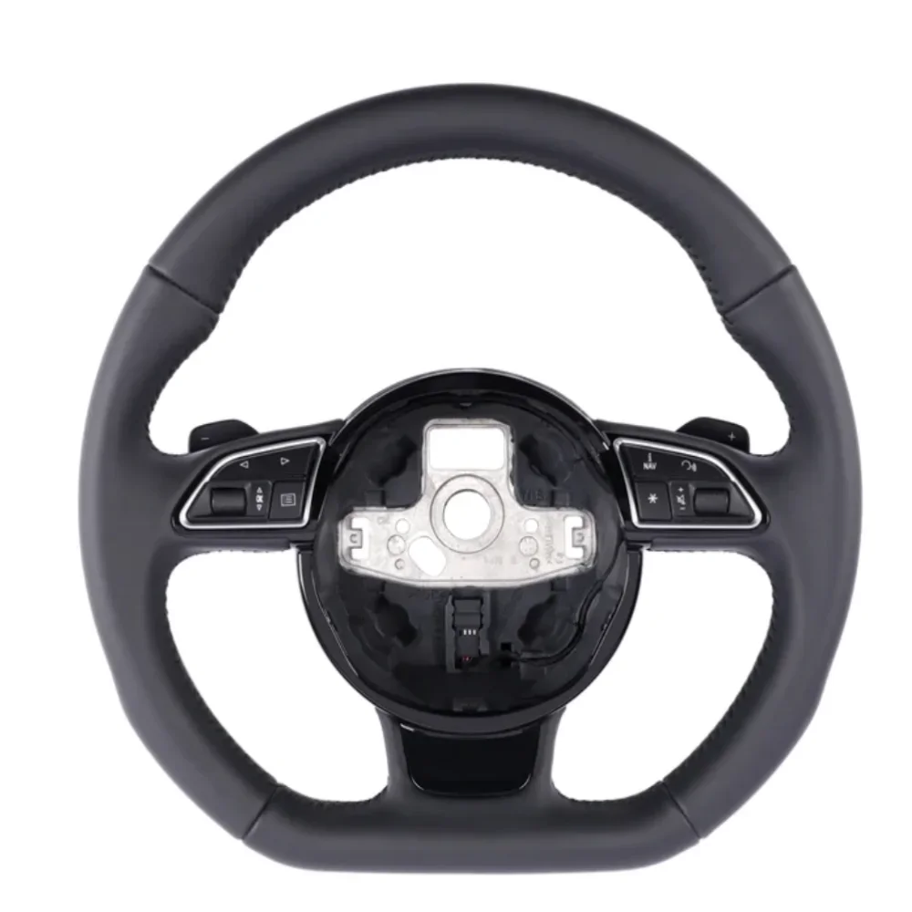 

For Audi A4 B8 A3 A5 A6 A7 Q3 Q5 Q7 Black Stitching Full Leather S/RS Logo Multifunctional Steering Wheel Assembly