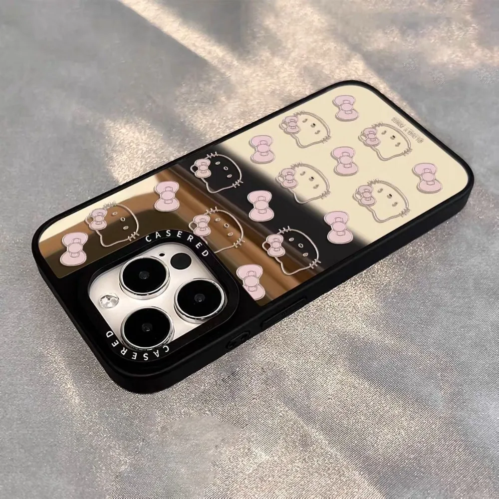 Luxurious Cute Creative Cartoon Cat Acrylic Phone Case for iPhone 17 16 15 14 13 Pro Max Plus All-inclusive Anti-fall Girls Gift