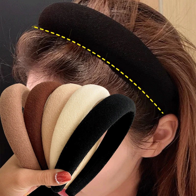 Korean Padded Sponge Thick Headband Female High Skull Top Hair Band Temperament Hair Pressing Hairpin Hairhoop Headdress